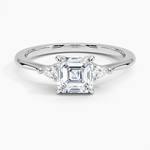 Aria Three Stone Diamond Ring (1/10 ct. tw.) Platinum Asscher Engagement Ring
