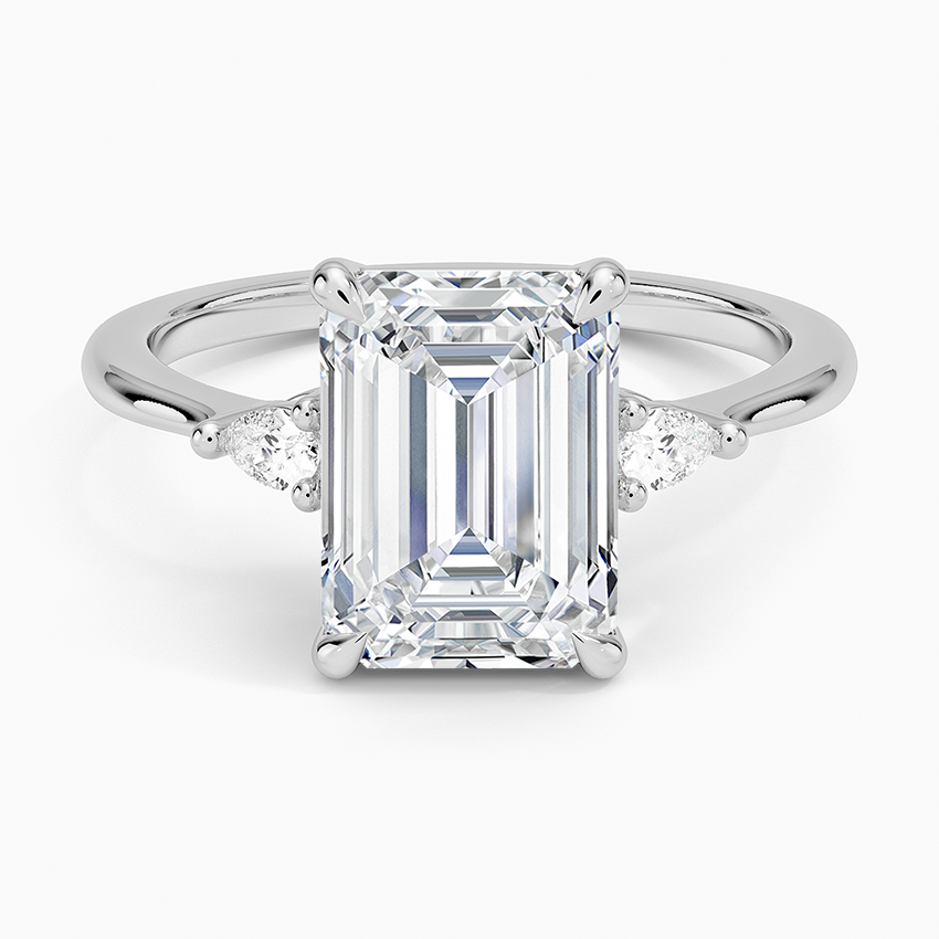 Aria Three Stone Diamond Ring (1/10 ct. tw.) Platinum Emerald Engagement Ring