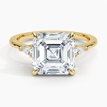Aria Three Stone Diamond Ring (1/10 ct. tw.) Yellow Gold 18k Asscher Engagement Ring
