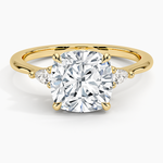 Aria Three Stone Diamond Ring (1/10 ct. tw.) Yellow Gold 18k Cushion Engagement Ring