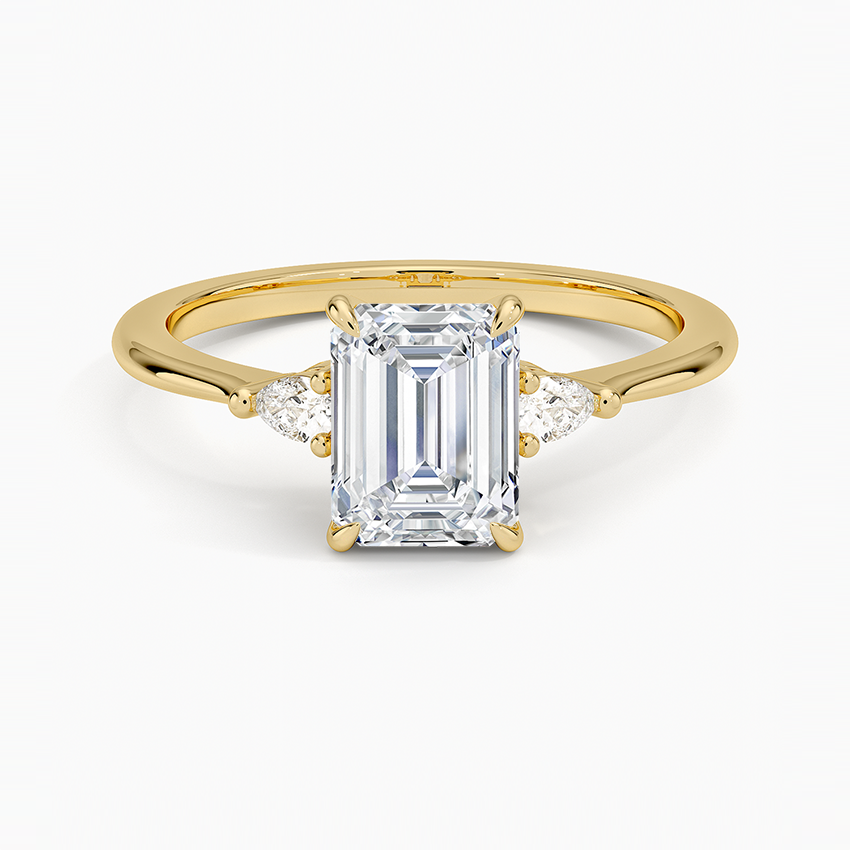 Aria Three Stone Diamond Ring (1/10 ct. tw.) Yellow Gold 18k Emerald Engagement Ring