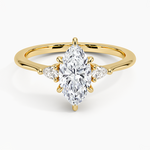Aria Three Stone Diamond Ring (1/10 ct. tw.) Yellow Gold 18k Marquise Engagement Ring