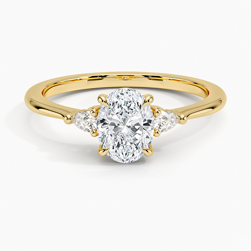 Petite Opera Three Stone Diamond Ring (1/4 ct. tw.) Yellow Gold 18k Oval Engagement Ring
