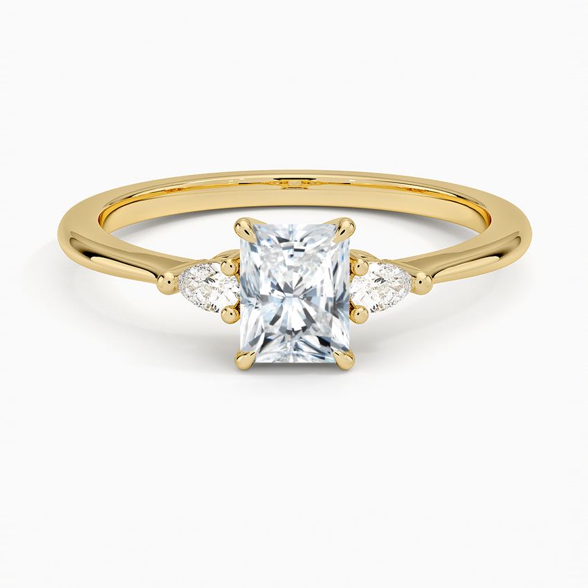 Aria Three Stone Diamond Ring (1/10 ct. tw.) Yellow Gold 18k Radiant Engagement Ring