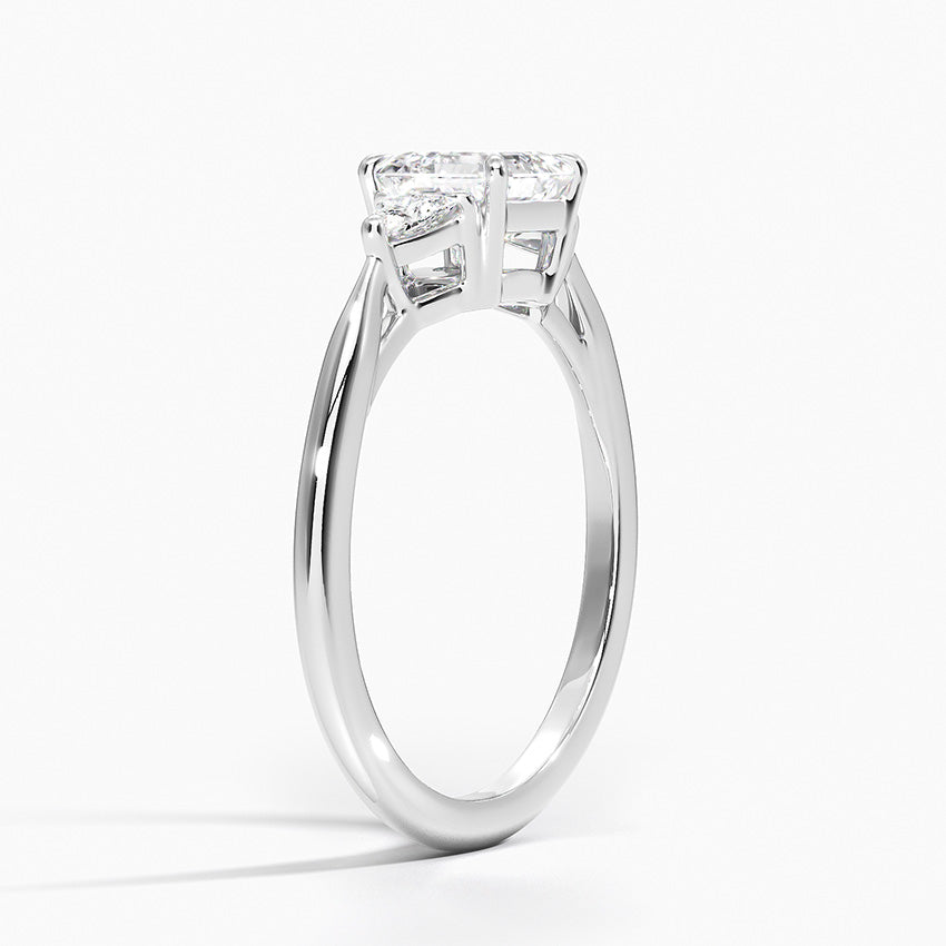 Trillion Cut Three Stone Diamond Ring Platinum Asscher Engagement Ring