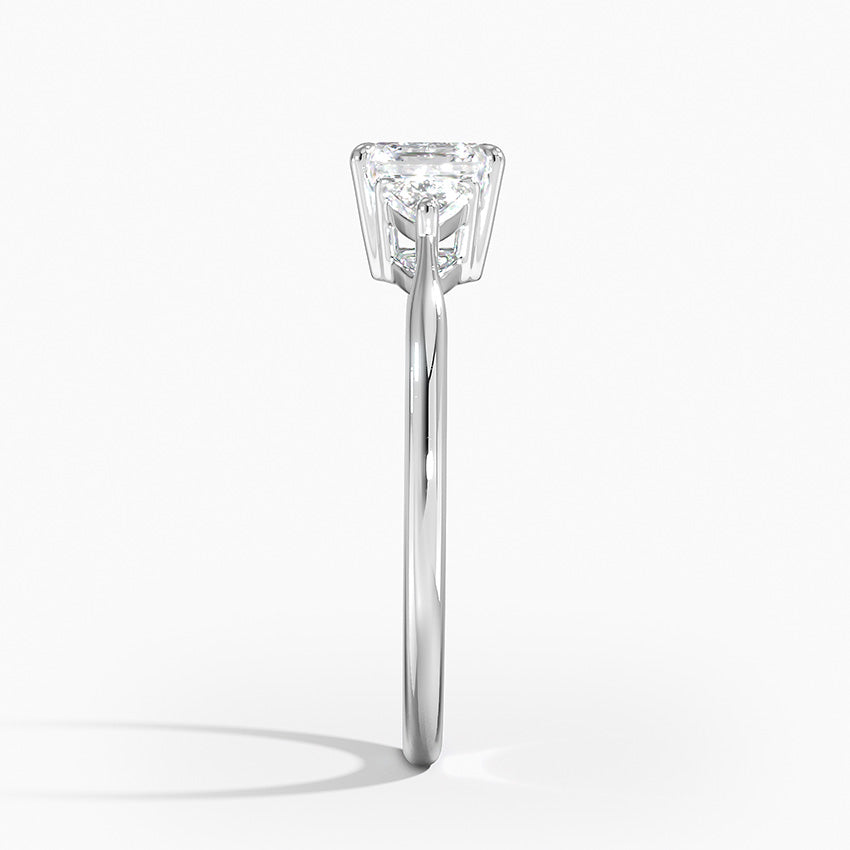 Trillion Cut Three Stone Diamond Ring Platinum Asscher Engagement Ring