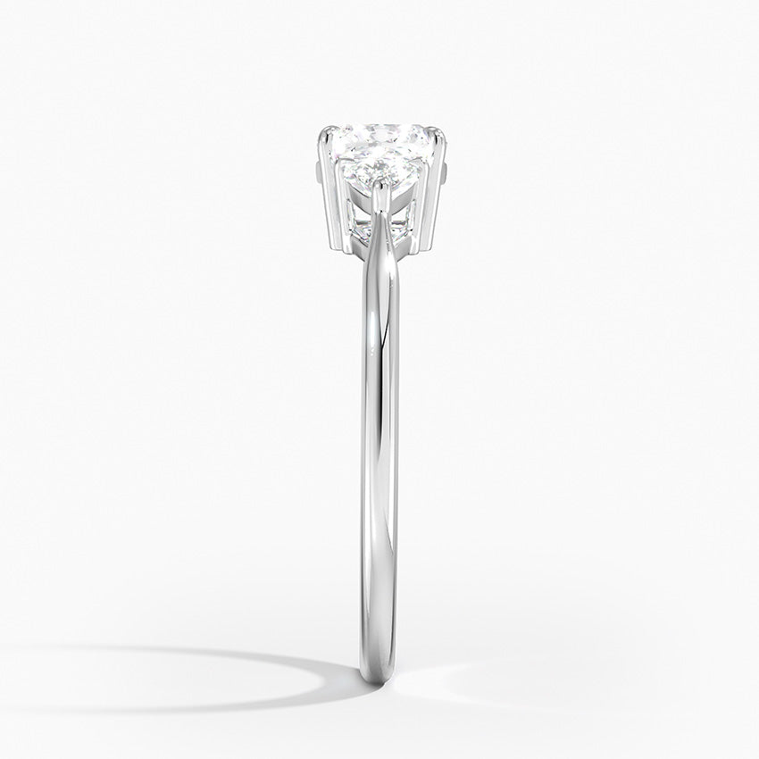 Trillion Cut Three Stone Diamond Ring Platinum Cushion Engagement Ring