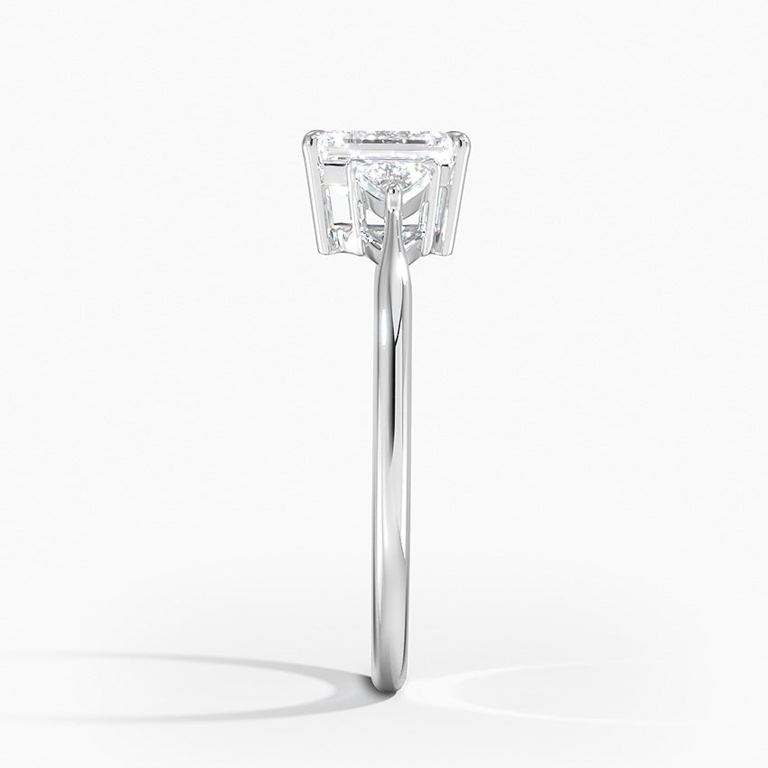 Trillion Cut Three Stone Diamond Ring Platinum Emerald Engagement Ring