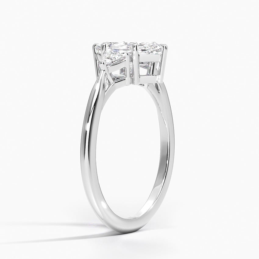 Trillion Cut Three Stone Diamond Ring Platinum Marquise Engagement Ring