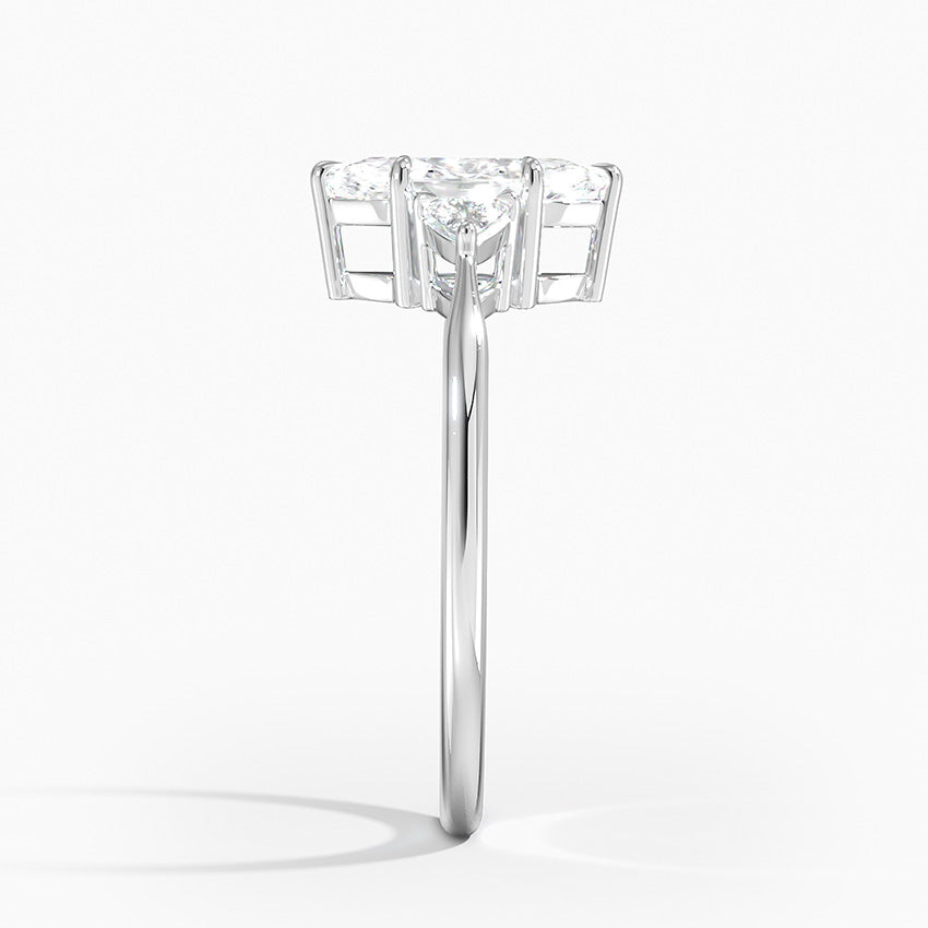 Trillion Cut Three Stone Diamond Ring Platinum Marquise Engagement Ring