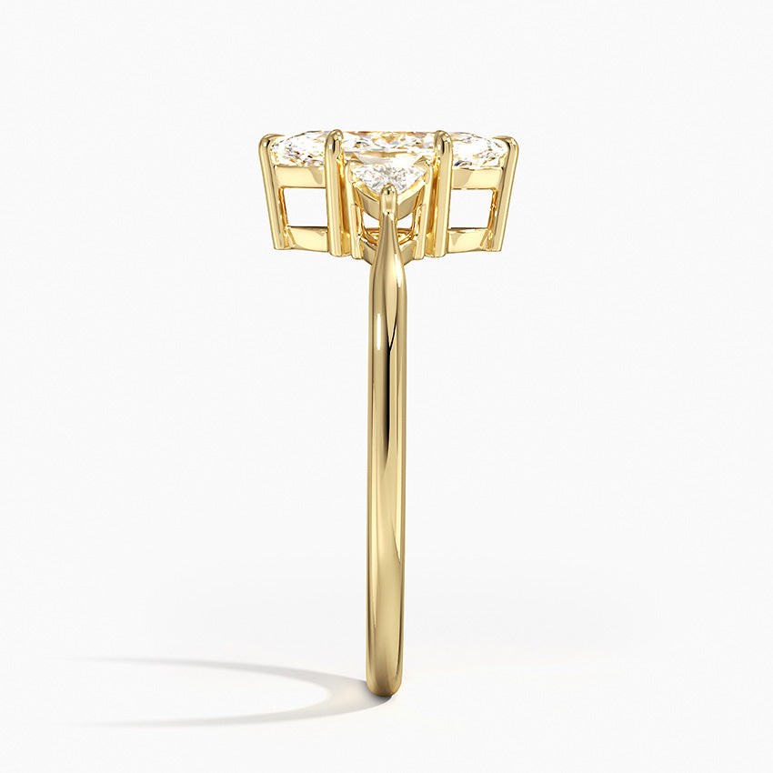 Trillion Cut Three Stone Diamond Ring Yellow Gold 18k Marquise Engagement Ring