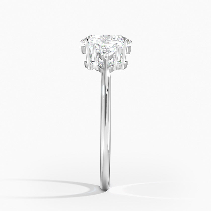 Trillion Cut Three Stone Diamond Ring Platinum Oval Engagement Ring