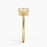 Trillion Cut Three Stone Diamond Ring Yellow Gold 18k Oval Engagement Ring