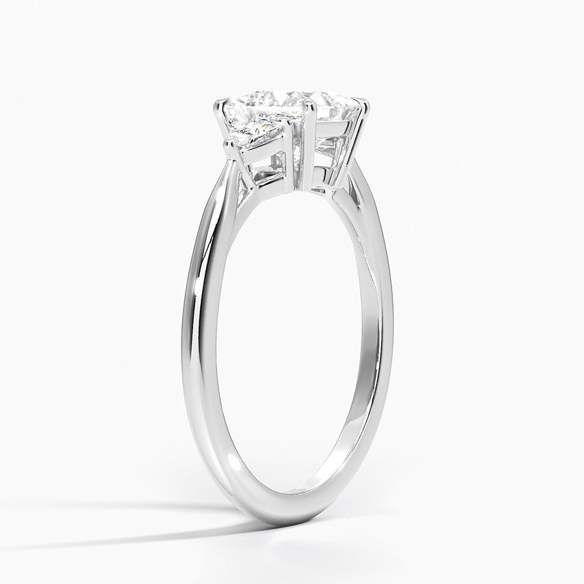 Trillion Cut Three Stone Diamond Ring Platinum Princess Engagement Ring