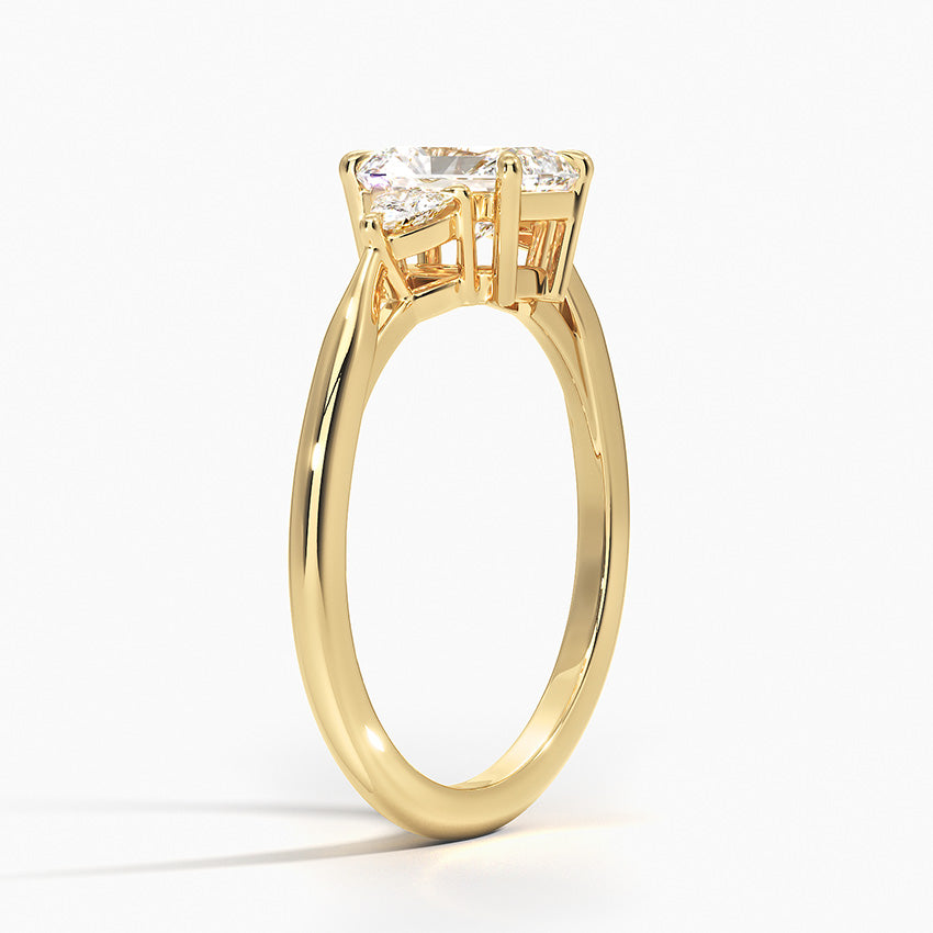 Trillion Cut Three Stone Diamond Ring Yellow Gold 18k Radiant Engagement Ring