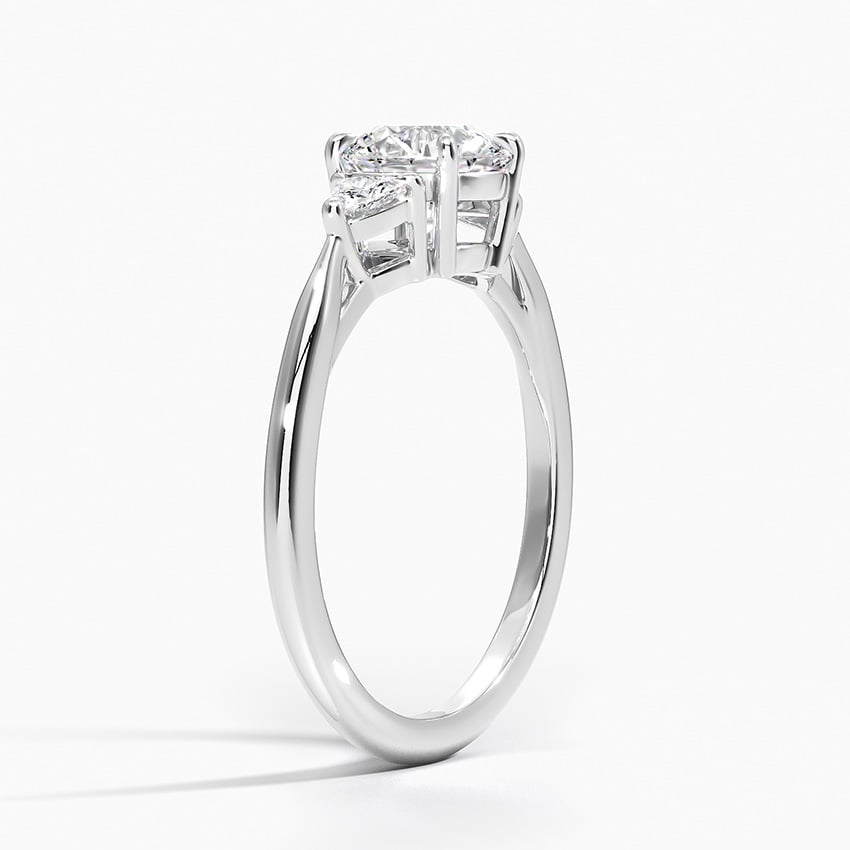 Trillion Cut Three Stone Diamond Ring Platinum Round Engagement Ring