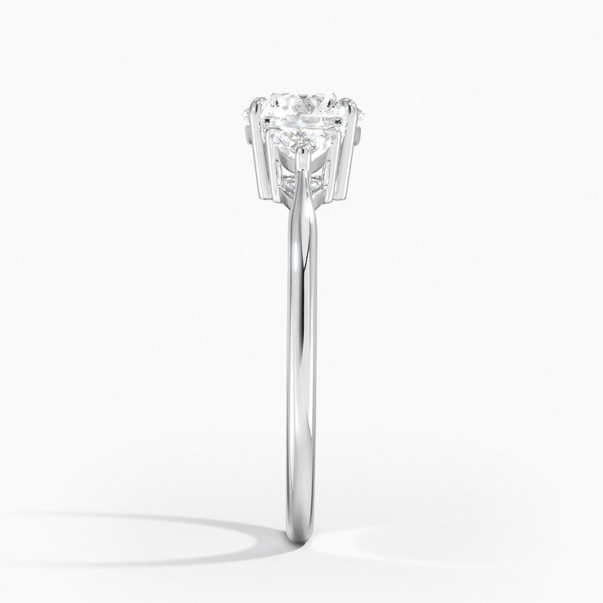Trillion Cut Three Stone Diamond Ring Platinum Round Engagement Ring