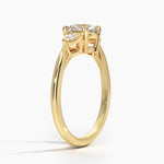 Trillion Cut Three Stone Diamond Ring Yellow Gold 18k Round Engagement Ring