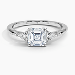 Trillion Cut Three Stone Diamond Ring Platinum Asscher Engagement Ring