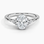 Trillion Cut Three Stone Diamond Ring Platinum Oval Engagement Ring