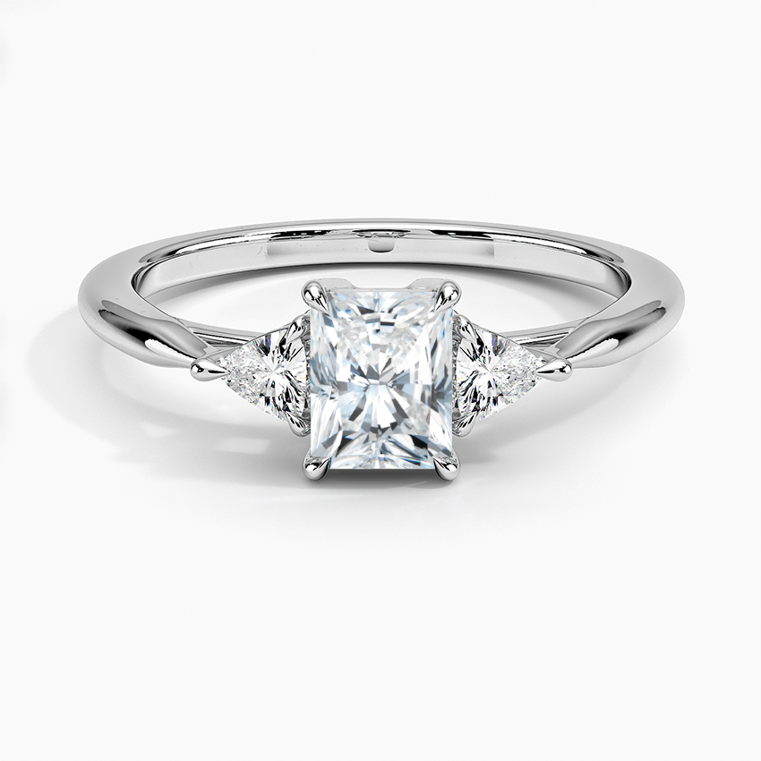 Trillion Cut Three Stone Diamond Ring Platinum Radiant Engagement Ring