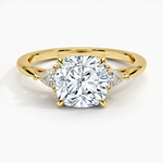 Trillion Cut Three Stone Diamond Ring Yellow Gold 18k Cushion Engagement Ring