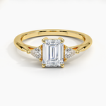 Trillion Cut Three Stone Diamond Ring Yellow Gold 18k Emerald Engagement Ring