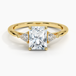 Trillion Cut Three Stone Diamond Ring Yellow Gold 18k Radiant Engagement Ring