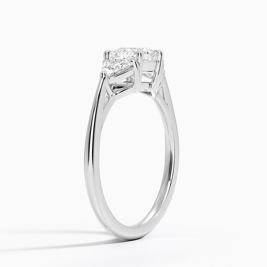 Luxe Trillion Cut Three Stone Diamond Ring Platinum Cushion Engagement Ring