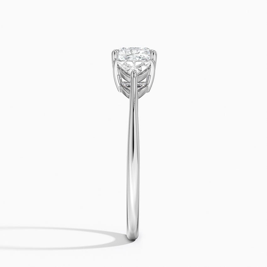 Luxe Trillion Cut Three Stone Diamond Ring Platinum Cushion Engagement Ring