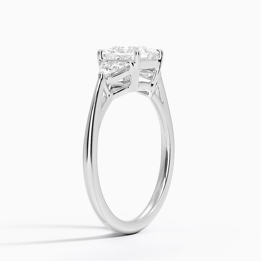 Luxe Trillion Cut Three Stone Diamond Ring Platinum Princess Engagement Ring