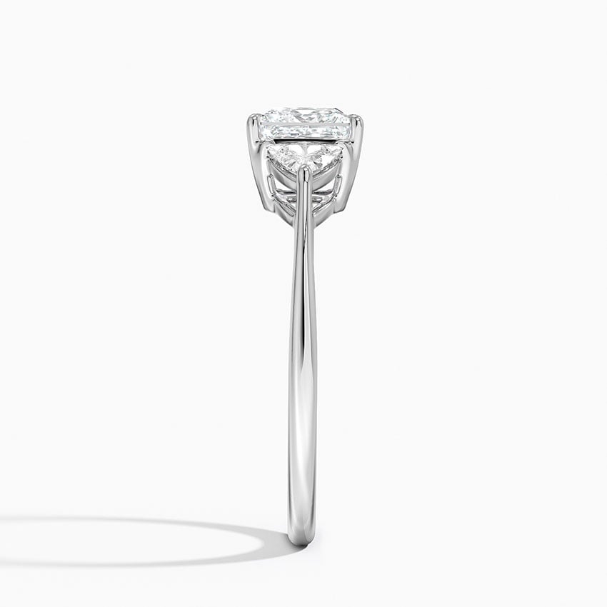 Luxe Trillion Cut Three Stone Diamond Ring Platinum Princess Engagement Ring
