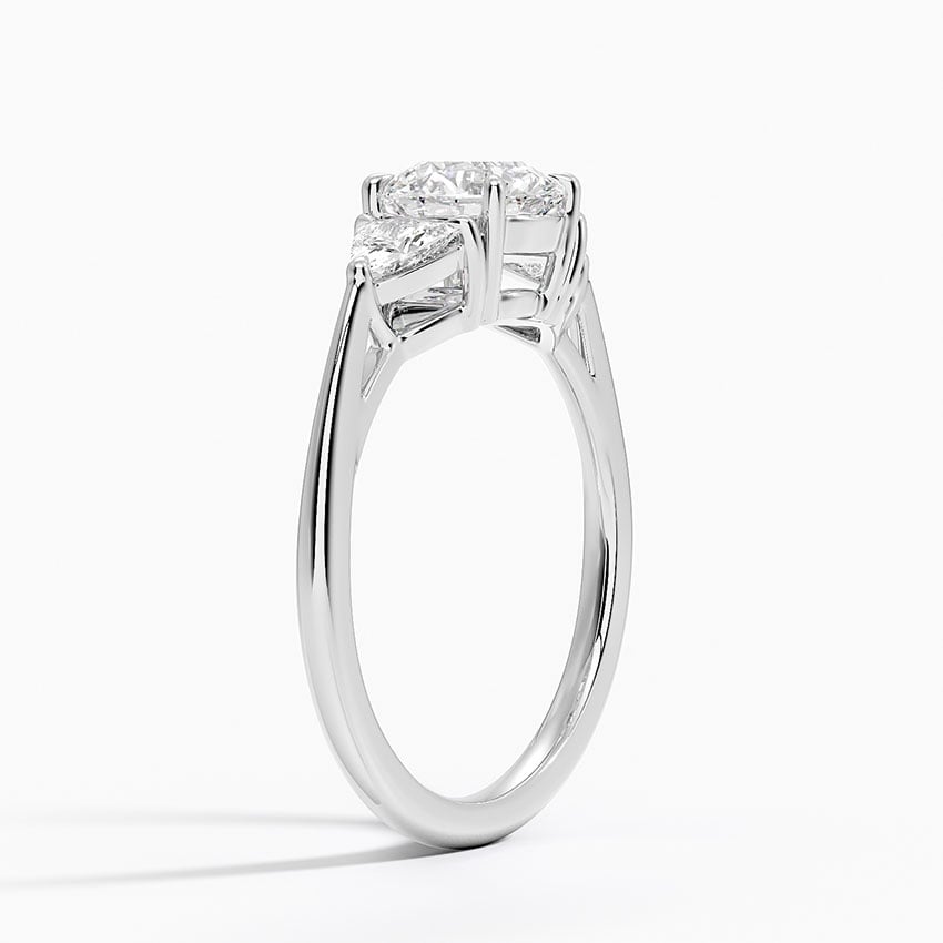 Luxe Trillion Cut Three Stone Diamond Ring Platinum Round Engagement Ring