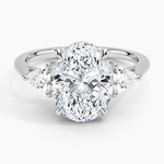 Luxe Trillion Cut Three Stone Diamond Ring Platinum Oval Engagement Ring