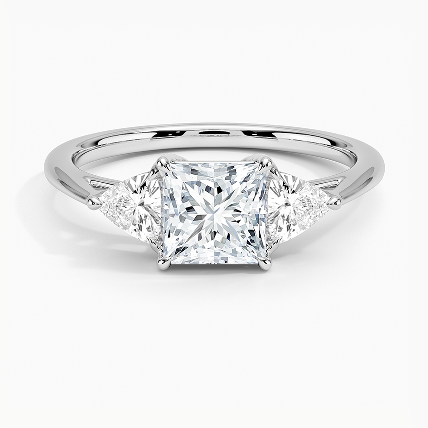 Luxe Trillion Cut Three Stone Diamond Ring Platinum Princess Engagement Ring