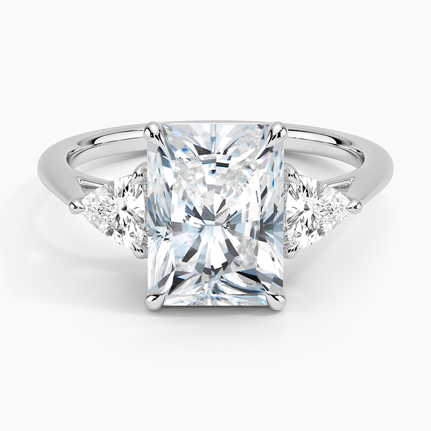 Luxe Trillion Cut Three Stone Diamond Ring Platinum Radiant Engagement Ring