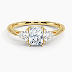 Luxe Trillion Cut Three Stone Diamond Ring Yellow Gold 18k Radiant Engagement Ring