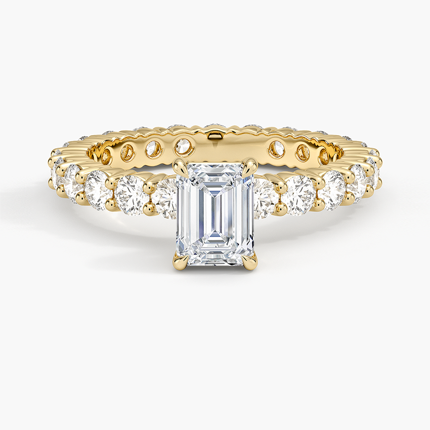 Perfect Fit Eternity Diamond Ring (1 1/3 ct. tw.) Yellow Gold 18k Emerald Engagement Ring