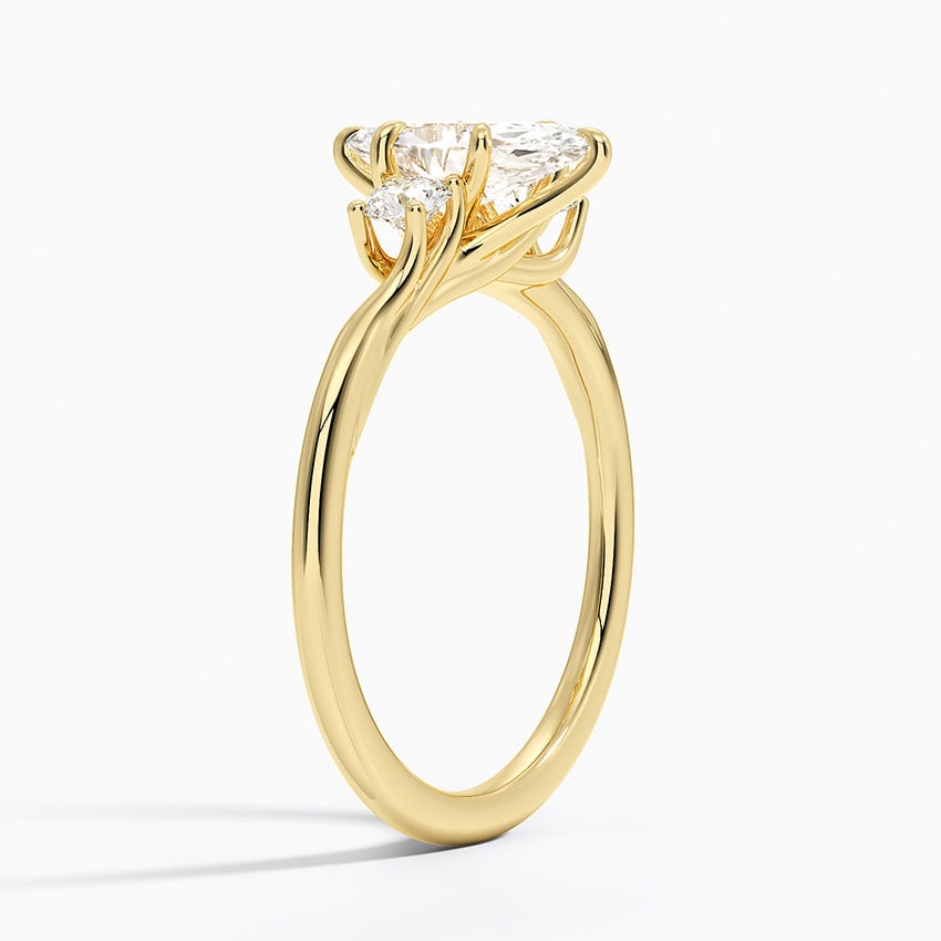 Delilah Three Stone Diamond Ring Yellow Gold 18k Marquise Engagement Ring