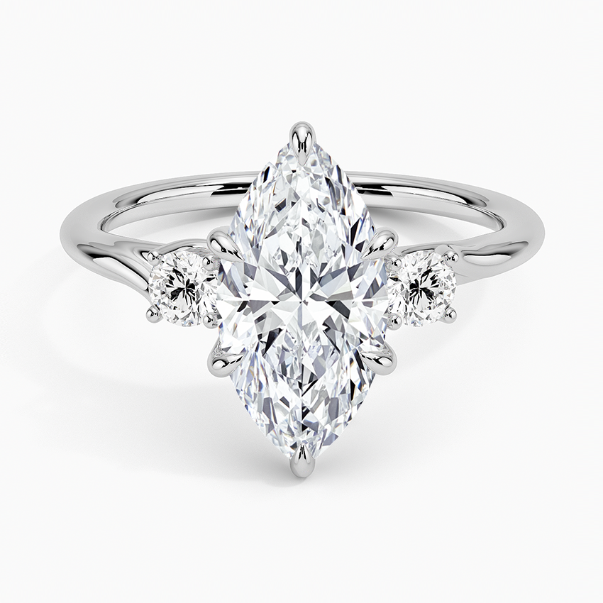 Delilah Three Stone Diamond Ring Platinum Marquise Engagement Ring