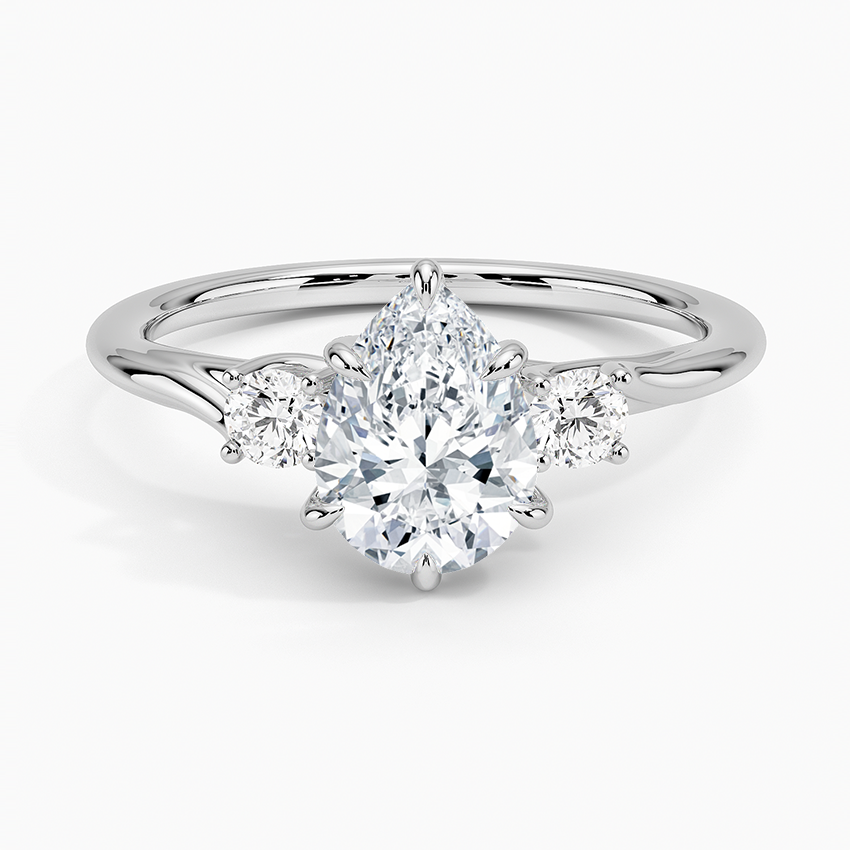 Delilah Three Stone Diamond Ring Platinum Pear Engagement Ring
