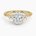 Delilah Three Stone Diamond Ring Yellow Gold 18k Oval Engagement Ring