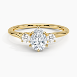Delilah Three Stone Diamond Ring Yellow Gold 18k Pear Engagement Ring