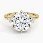 Delilah Three Stone Diamond Ring Yellow Gold 18k Round Engagement Ring