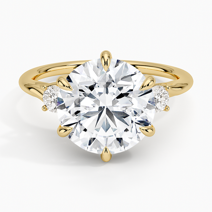 Delilah Three Stone Diamond Ring Yellow Gold 18k Round Engagement Ring
