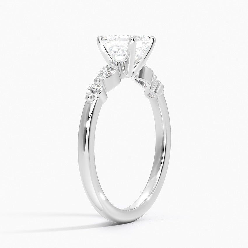 Versailles One-Quarter Coverage Diamond Ring Platinum Asscher Engagement Ring