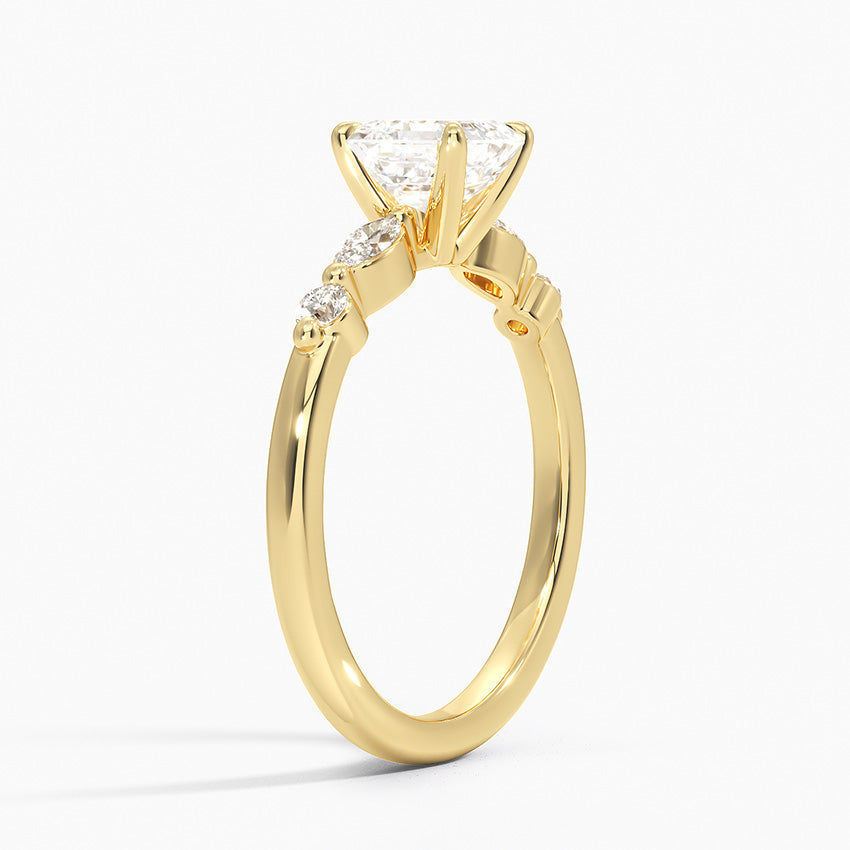 Versailles One-Quarter Coverage Diamond Ring Yellow Gold 18k Asscher Engagement Ring