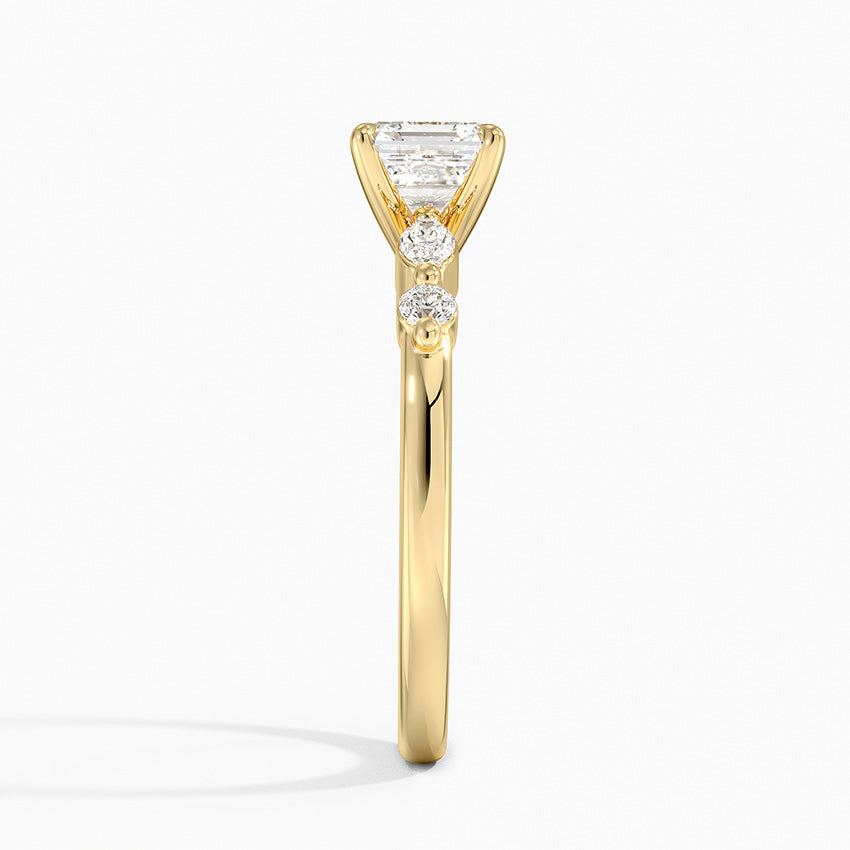 Versailles One-Quarter Coverage Diamond Ring Yellow Gold 18k Asscher Engagement Ring