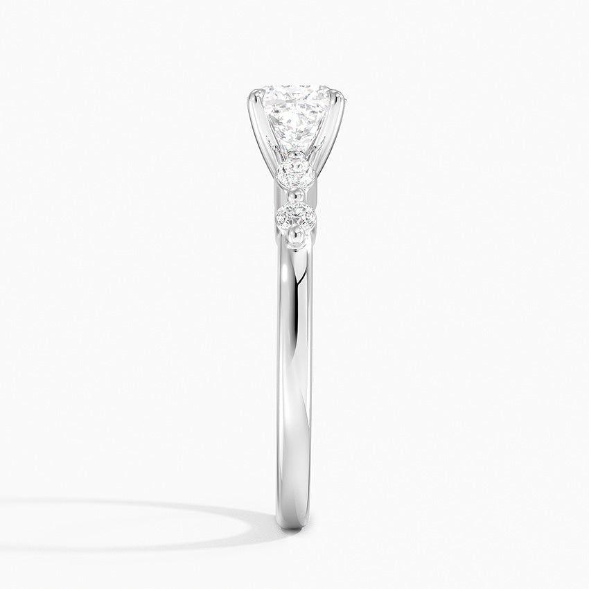 Versailles One-Quarter Coverage Diamond Ring Platinum Cushion Engagement Ring