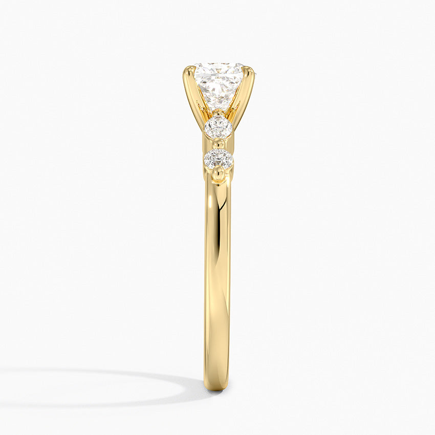 Versailles One-Quarter Coverage Diamond Ring Yellow Gold 18k Cushion Engagement Ring